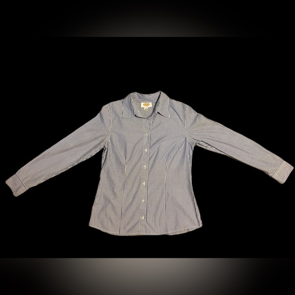 Talbots Size 6 Blue/White Strip Button Down Shirt - Picture 3 of 3